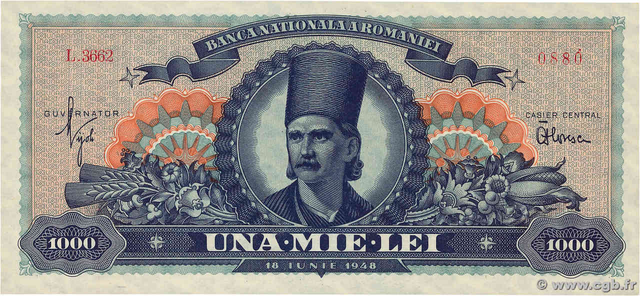 1000 Lei ROMANIA  1948 P.085a UNC