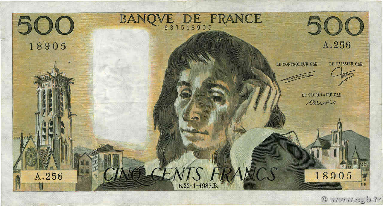 500 Francs PASCAL FRANCIA  1987 F.71.36 BC