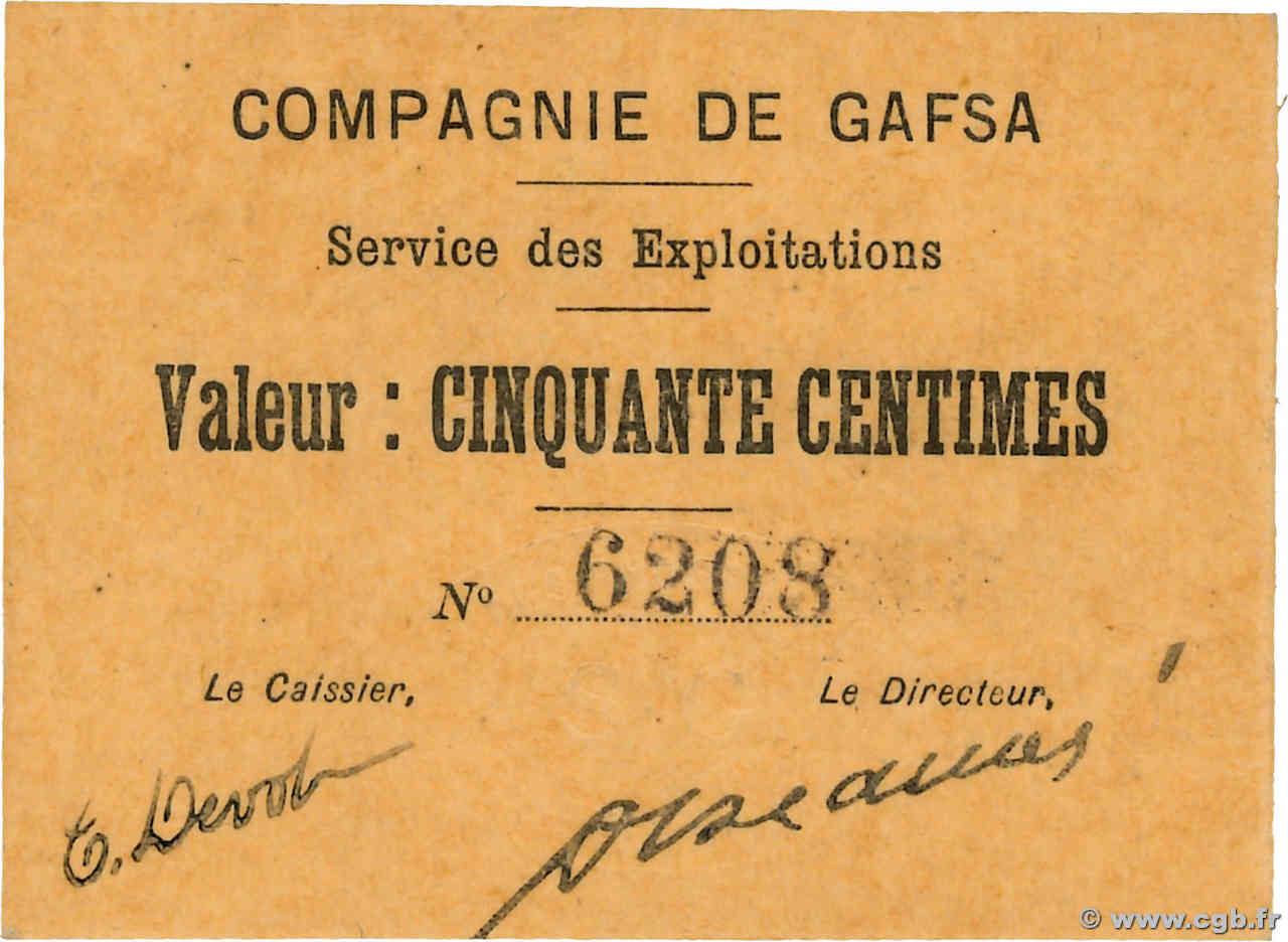 50 Centimes TúNEZ Gafsa 1916 K.487 SC+