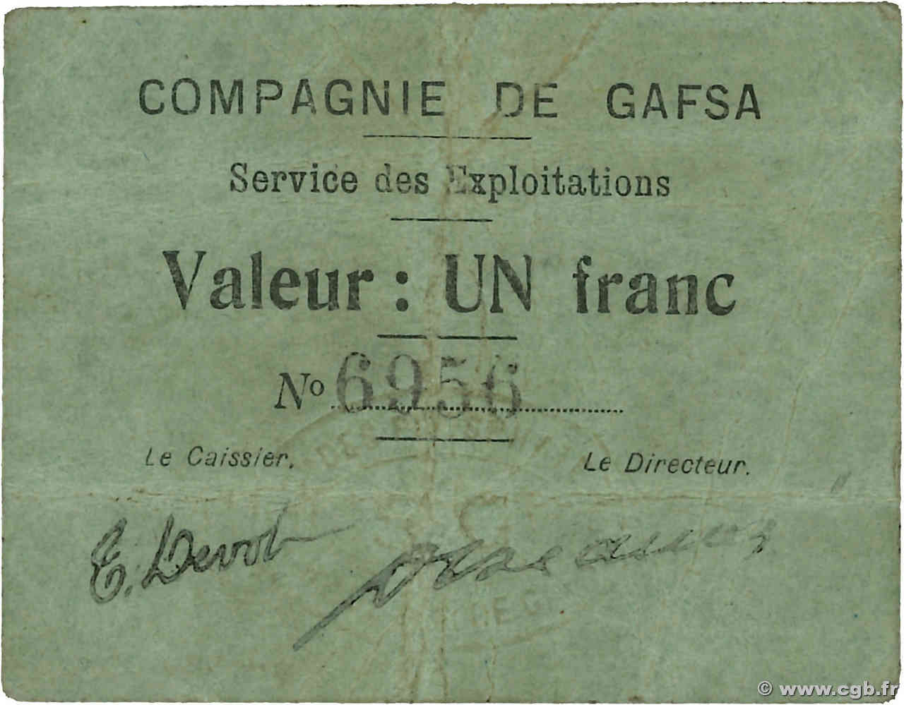 1 Franc TúNEZ Gafsa 1916 K.488 BC+