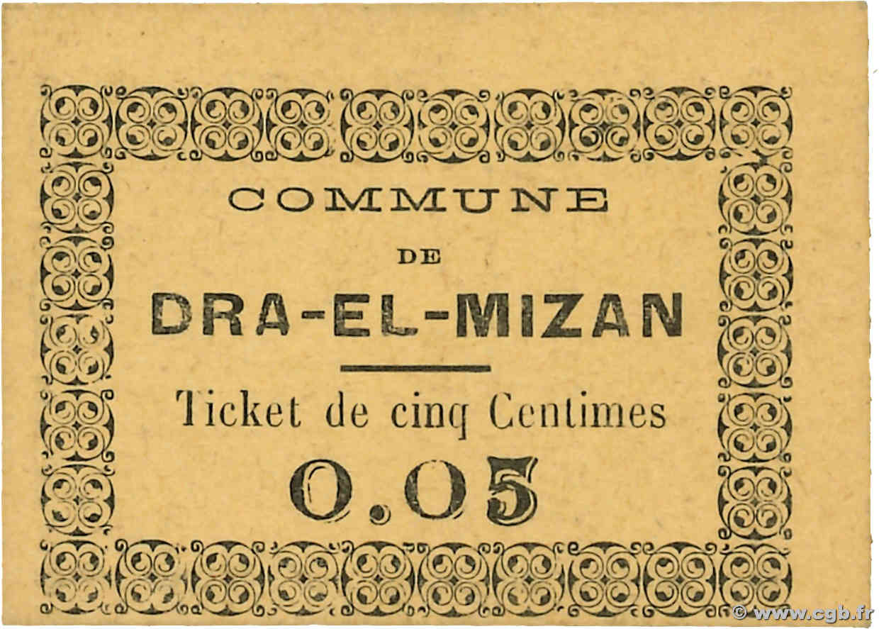 5 Centimes ALGERIA Dra-el-Mizan 1917 JPCV.01 q.FDC