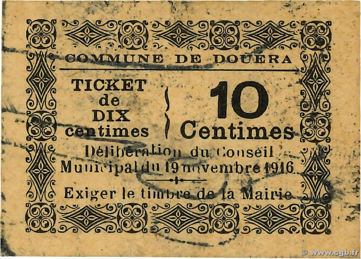 10 Centimes ALGERIA Douéra 1916  K.217 XF+