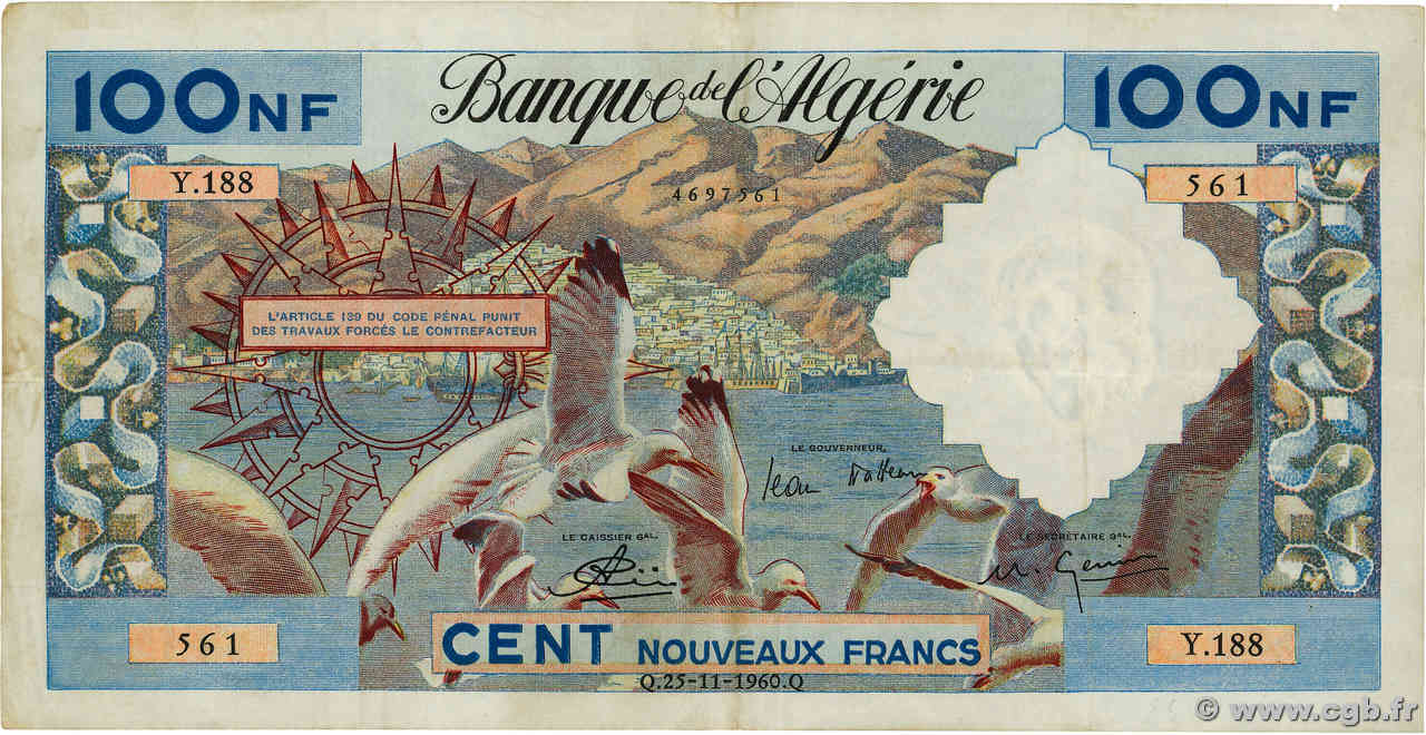 100 Nouveaux Francs ALGÉRIE  1960 P.121b TTB