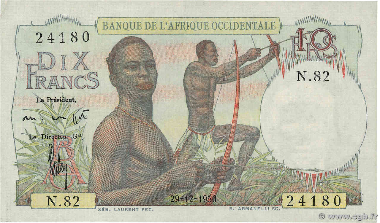 10 Francs FRENCH WEST AFRICA (1895-1958)  1950 P.37 XF