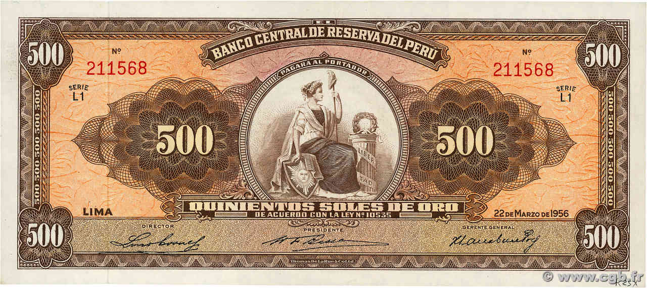 500 Soles PÉROU  1968 P.080a SPL