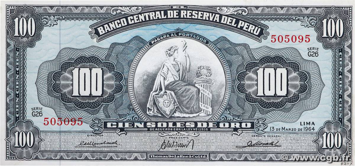 100 Soles PERU  1964 P.086a fST+