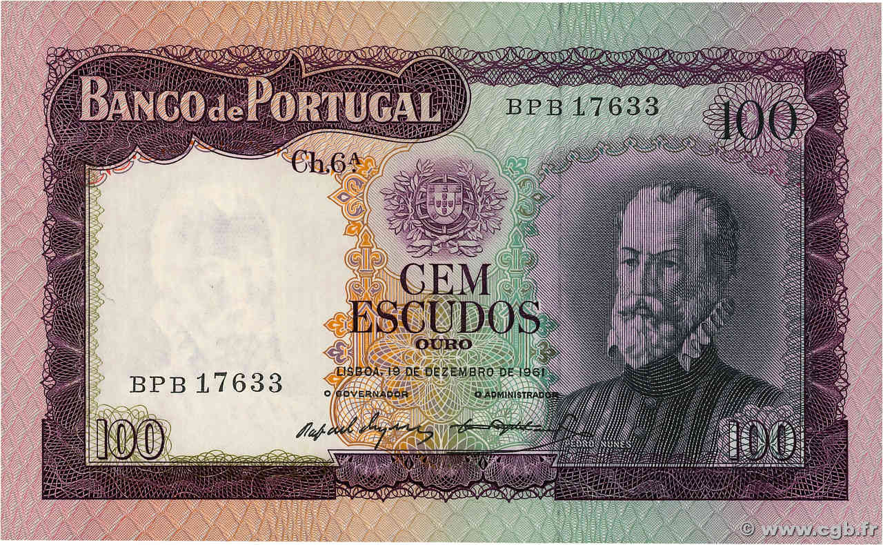 100 Escudos PORTUGAL  1961 P.165 SPL