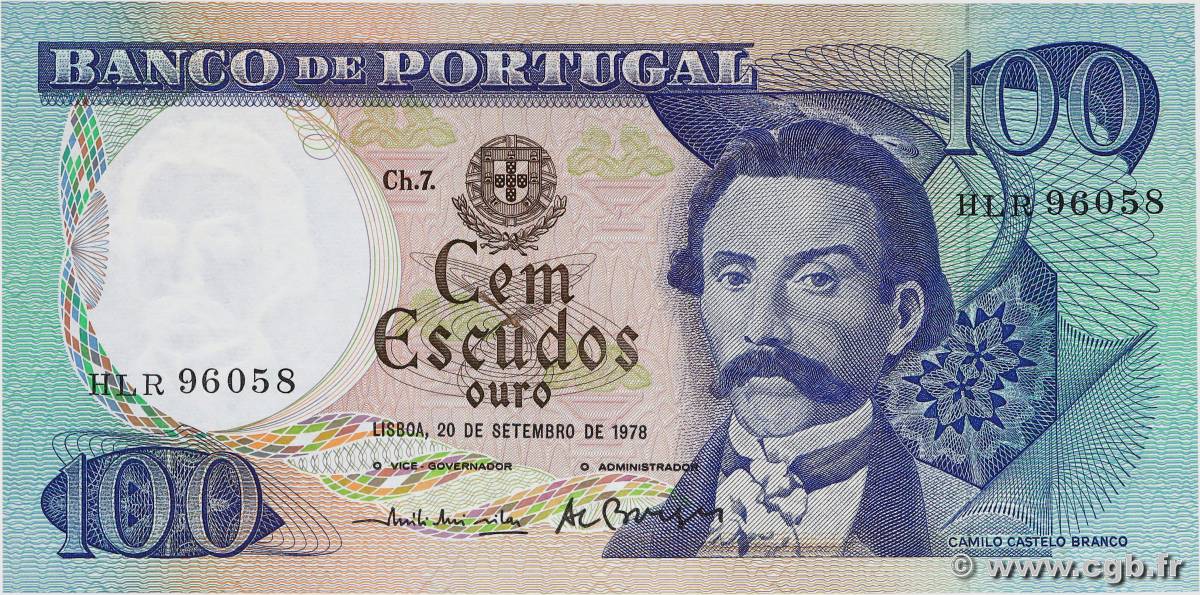 100 Escudos PORTUGAL  1978 P.169b NEUF