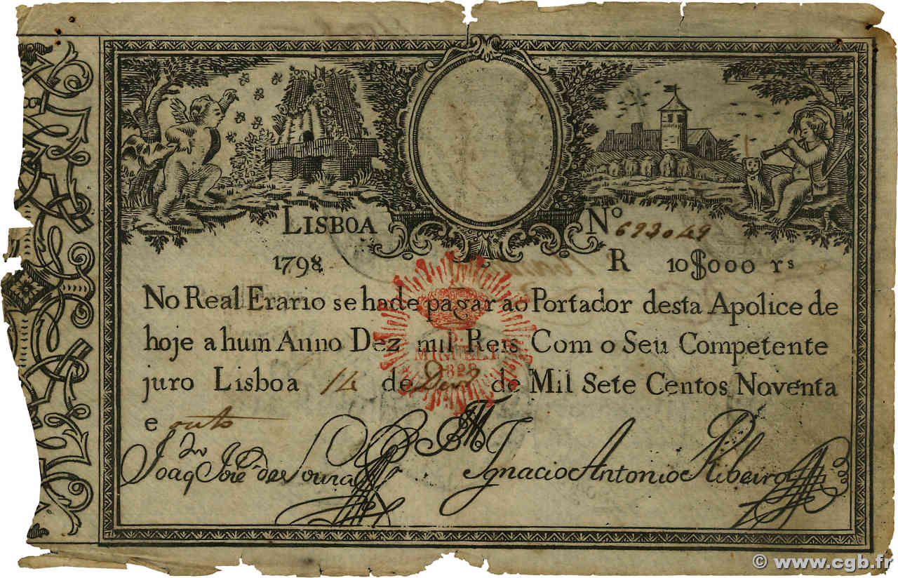 10000 Reis PORTUGAL  1798 P.040 B+