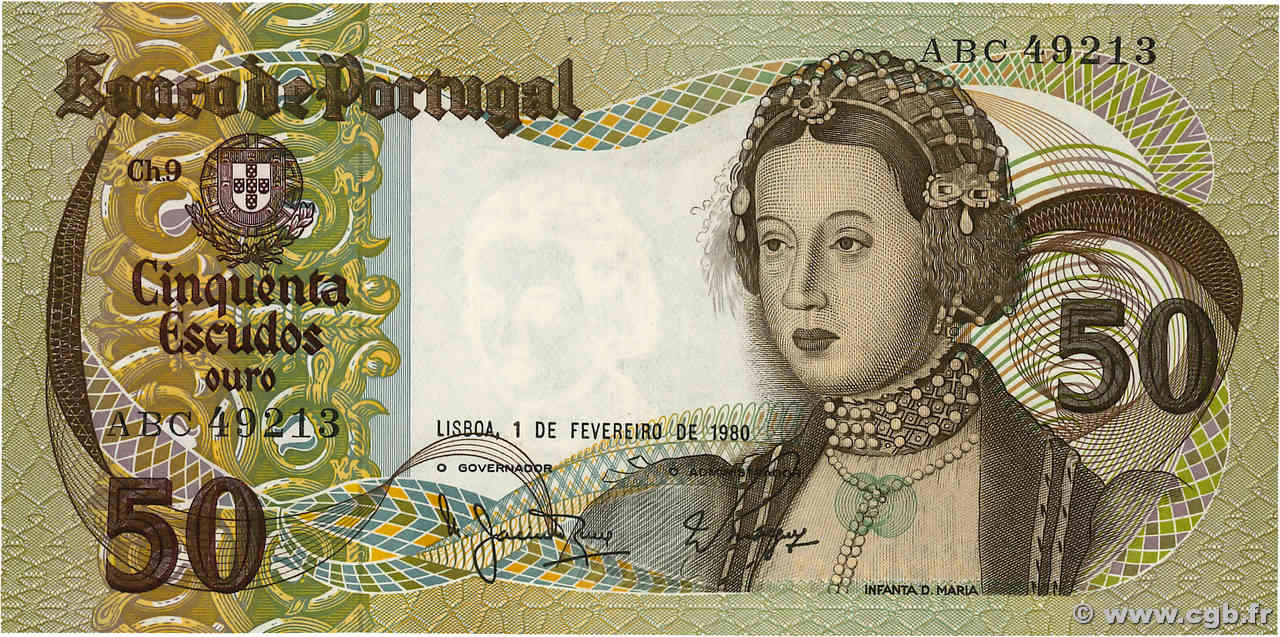 50 Escudos PORTUGAL  1980 P.174b FDC