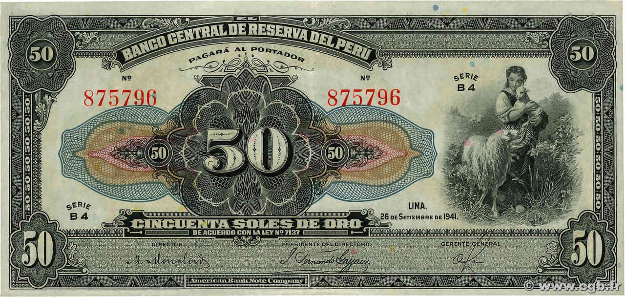 50 Soles PERú  1941 P.068Aa MBC+