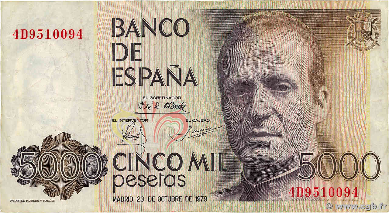 5000 Pesetas SPAIN  1979 P.160 F