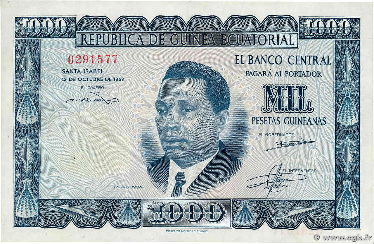 1000 Pesetas Guineanas GUINEA EQUATORIALE  1969 P.03 q.FDC