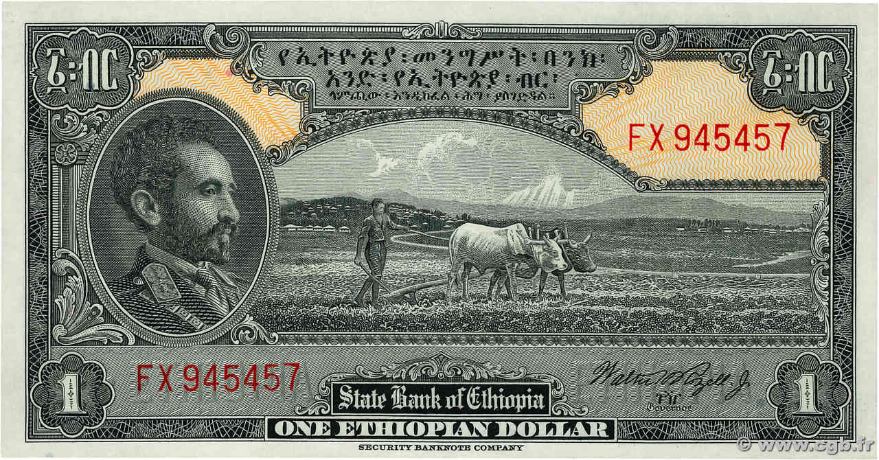 1 Dollar ETHIOPIA  1945 P.12c AU