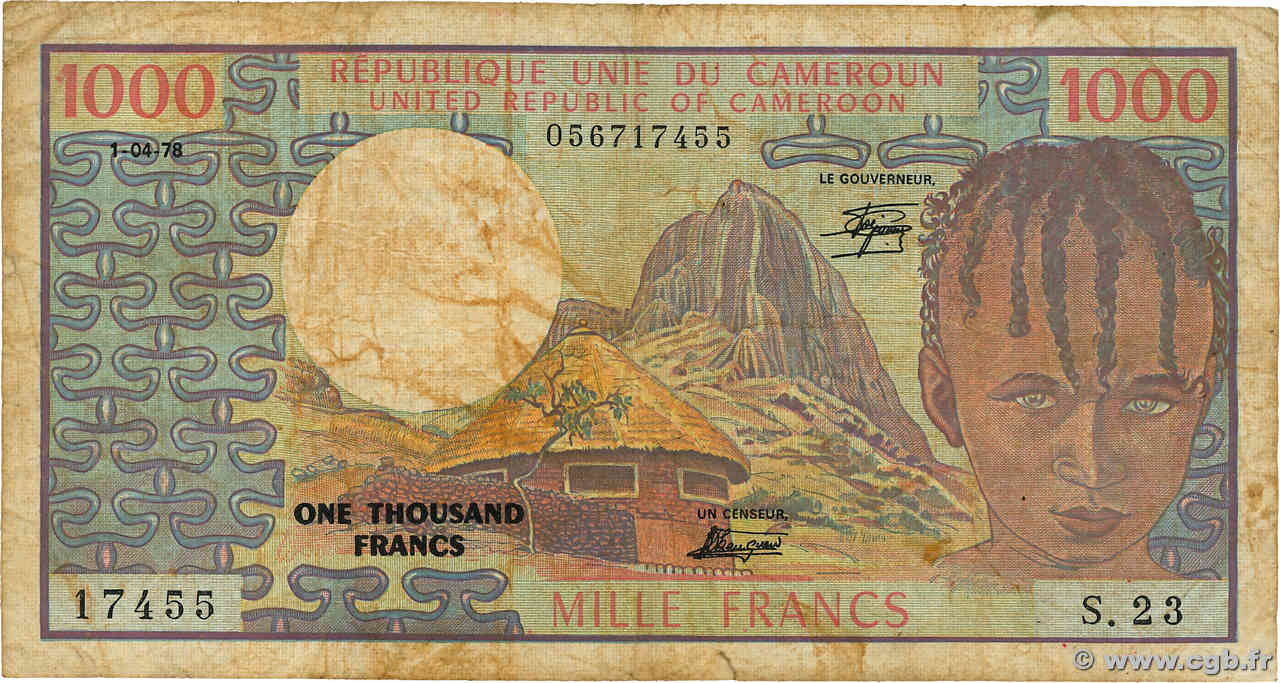 1000 Francs CAMERúN  1978 P.16c RC+