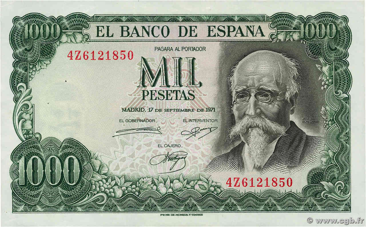 1000 Pesetas SPAIN  1971 P.154 VF+