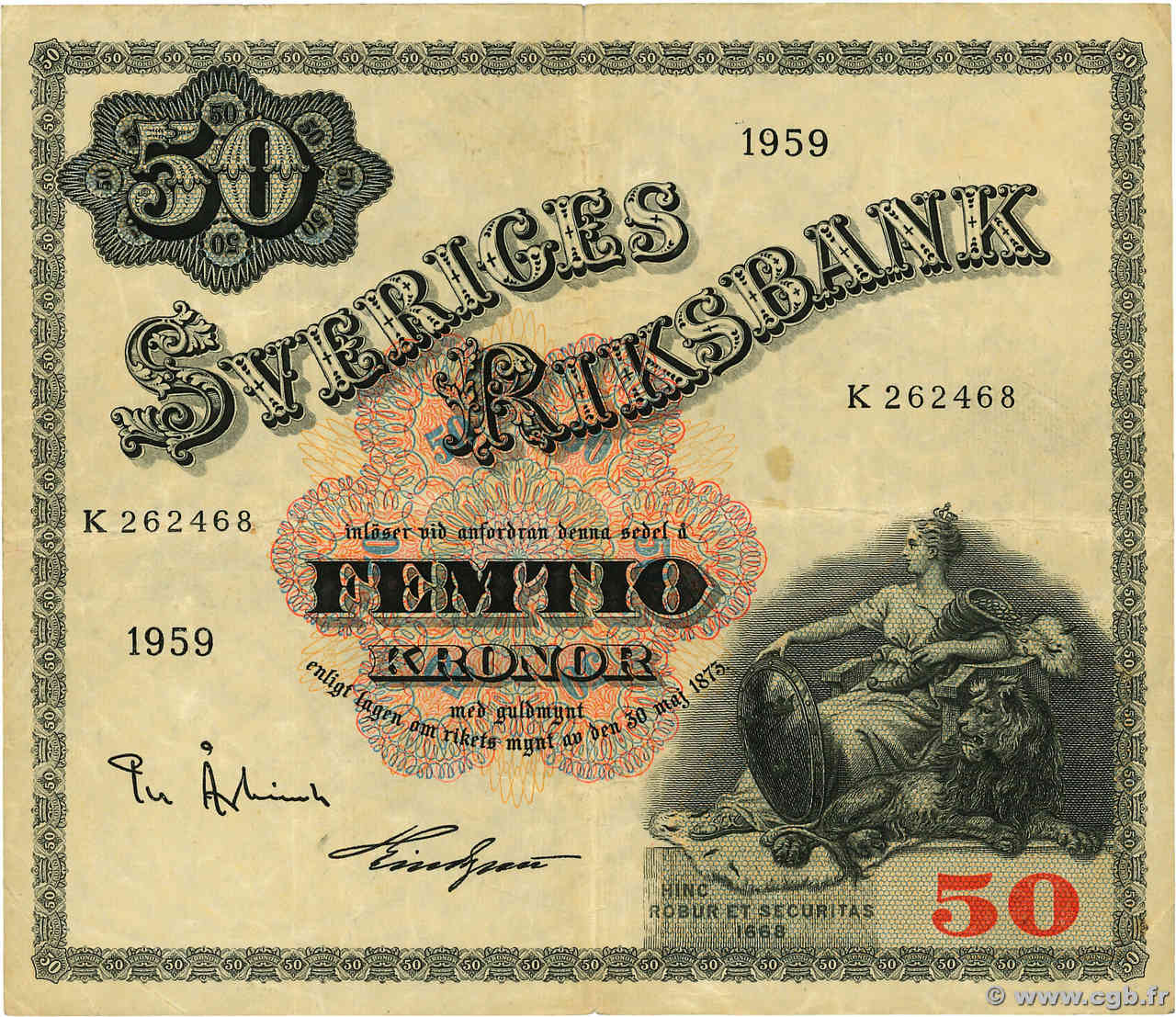 50 Kronor SUÈDE  1959 P.47a fSS