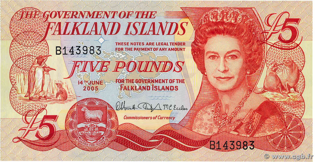 5 Pounds FALKLAND ISLANDS  2005 P.17a UNC-