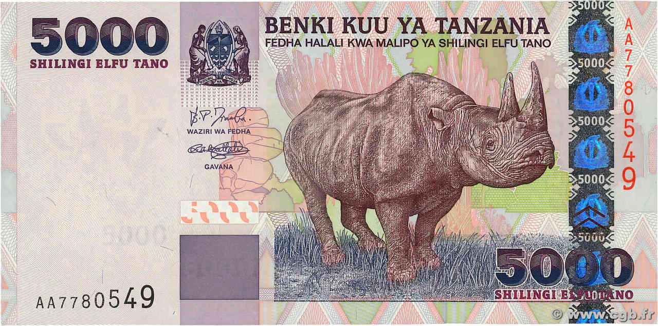 5000 Shilingi TANSANIA  2003 P.38 ST