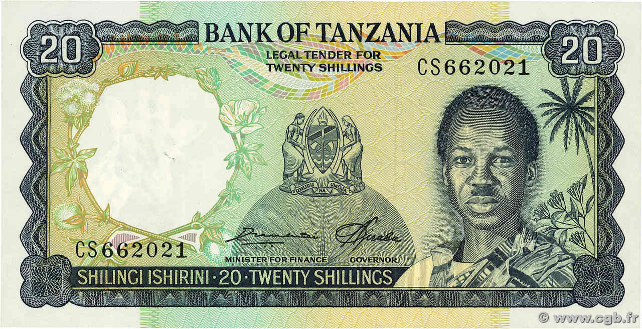 20 Shillings TANZANIE  1966 P.03e pr.NEUF