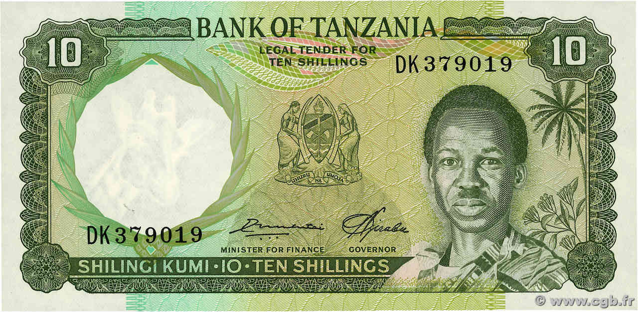 10 Shillings TANZANIA  1966 P.02e FDC