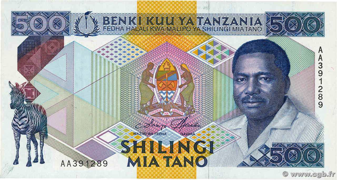 500 Shilingi TANSANIA  1989 P.21a ST