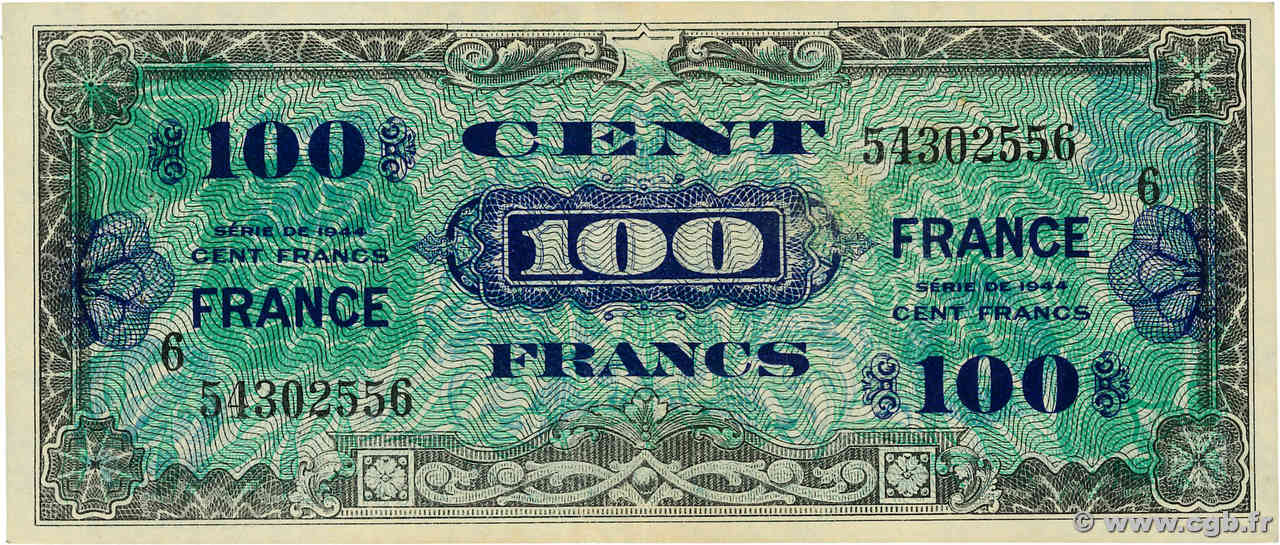 100 Francs FRANCE FRANKREICH  1945 VF.25.06 SS