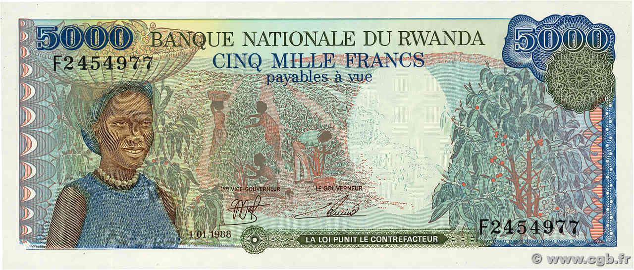 5000 Francs RWANDA  1988 P.22a NEUF