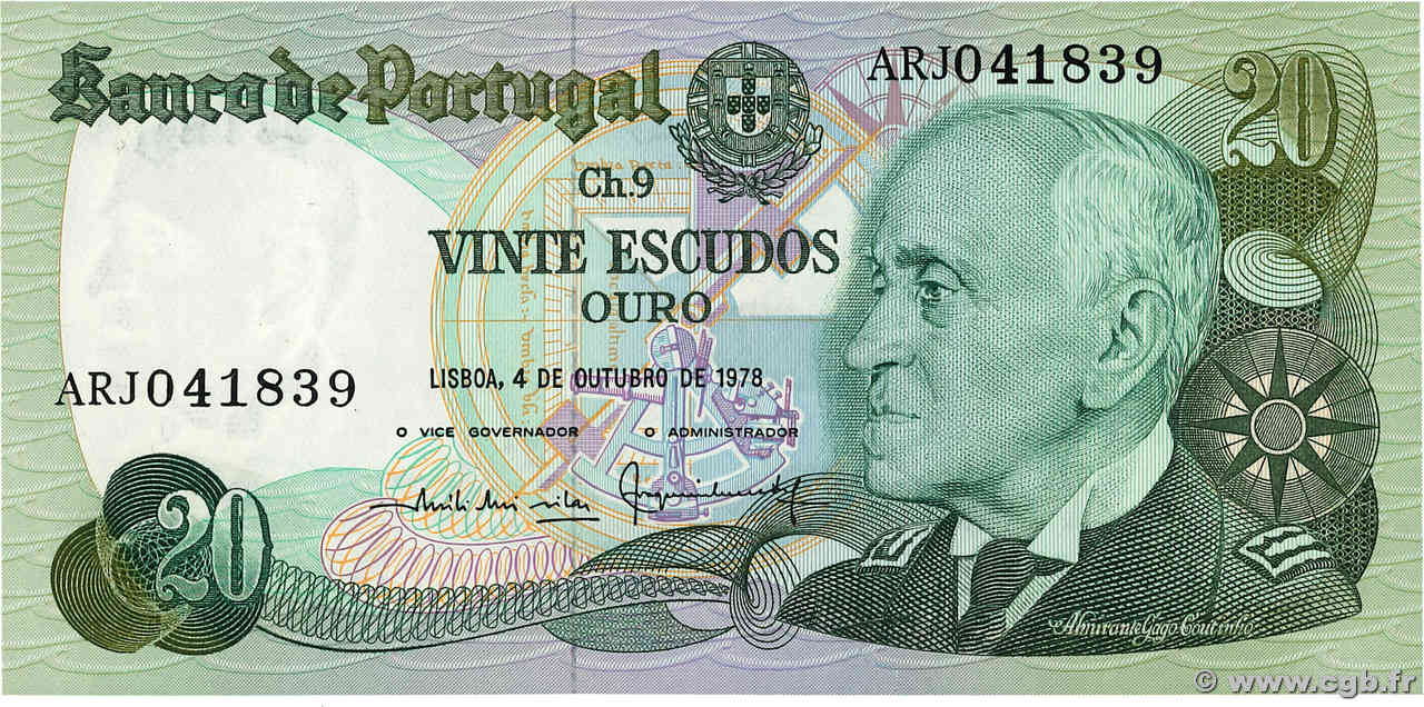 20 Escudos PORTUGAL  1978 P.176b NEUF