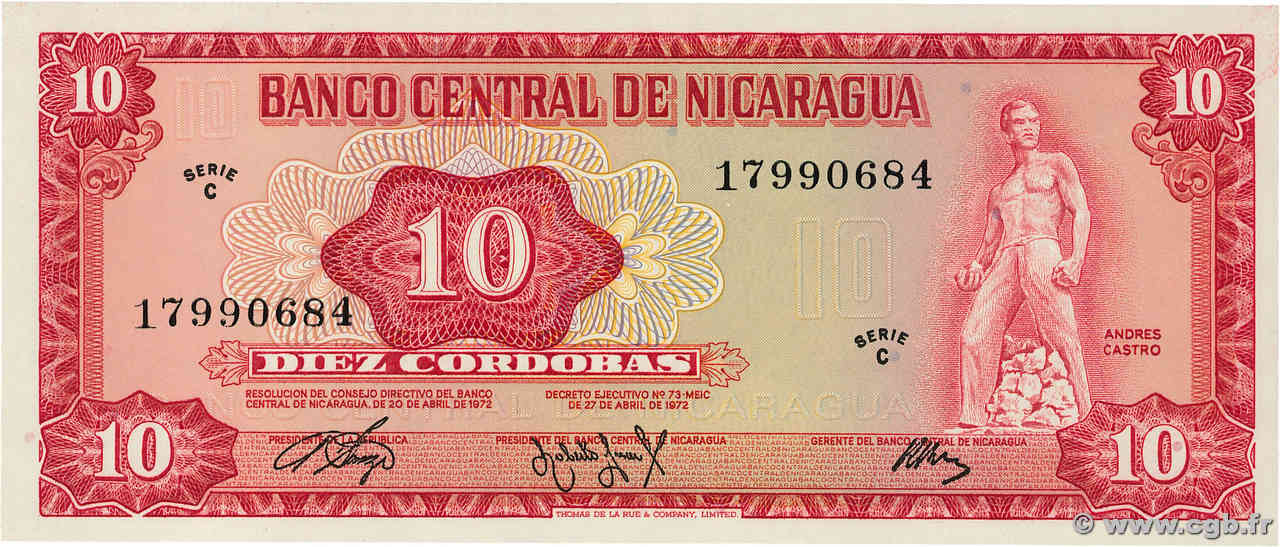 10 Cordobas NICARAGUA  1972 P.123 NEUF