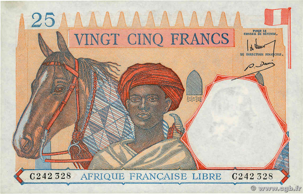 25 Francs AFRIQUE ÉQUATORIALE FRANÇAISE Brazzaville 1941 P.07a pr.NEUF