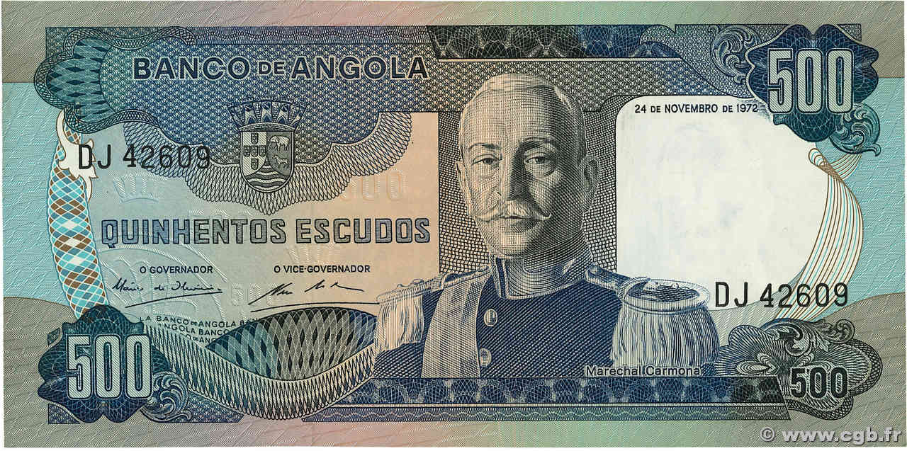 500 Escudos ANGOLA  1972 P.102 TTB+