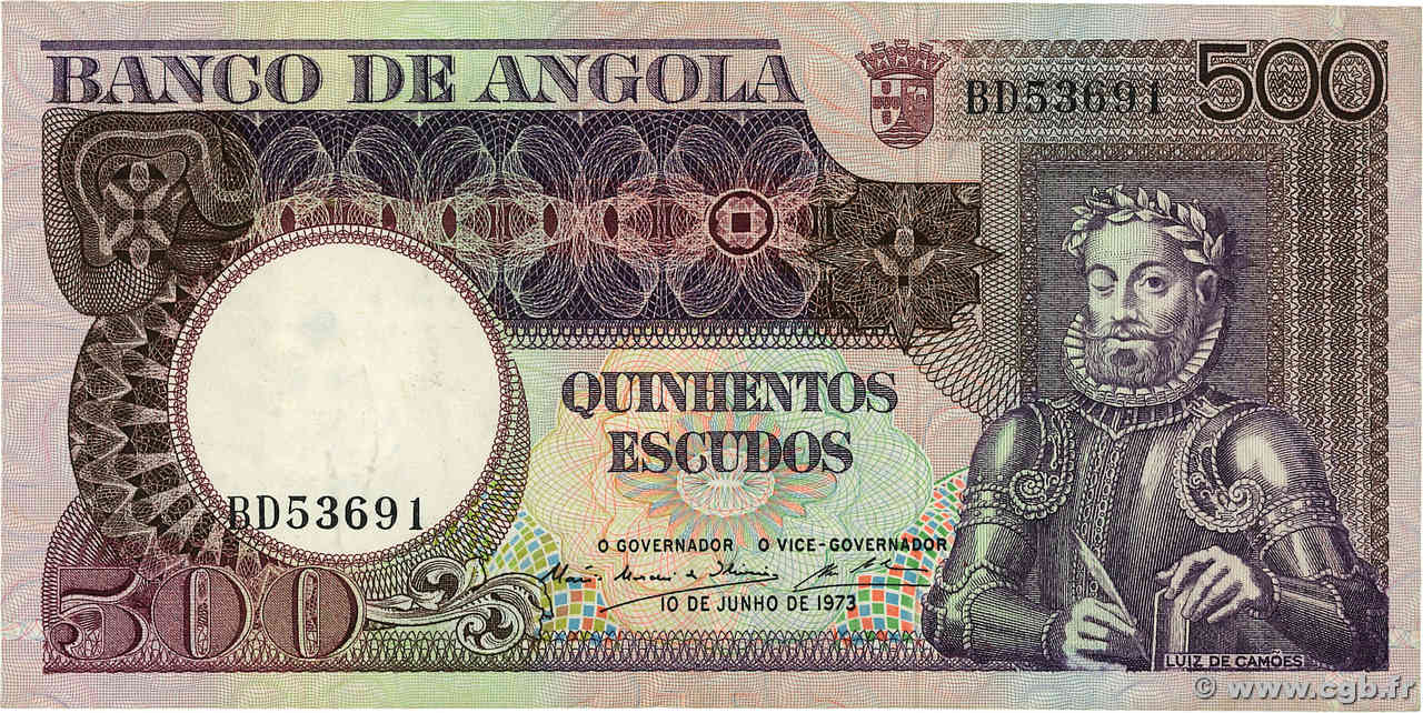 500 Escudos ANGOLA  1973 P.107 BB