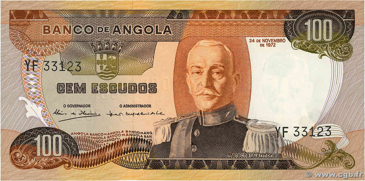 100 Escudos ANGOLA  1972 P.101 pr.NEUF