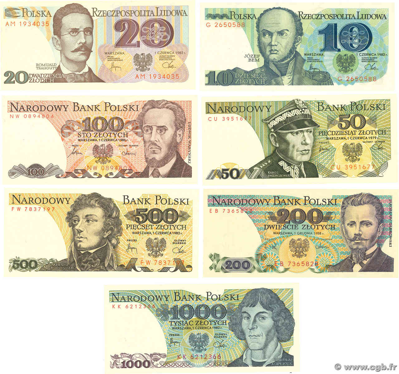 10 à 1000 Zlotych Lot POLEN  1978 P.142 ST