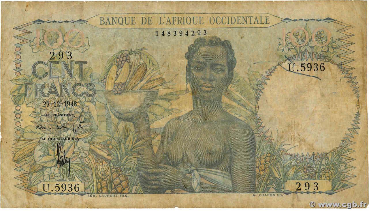 100 Francs FRENCH WEST AFRICA (1895-1958)  1948 P.40 G