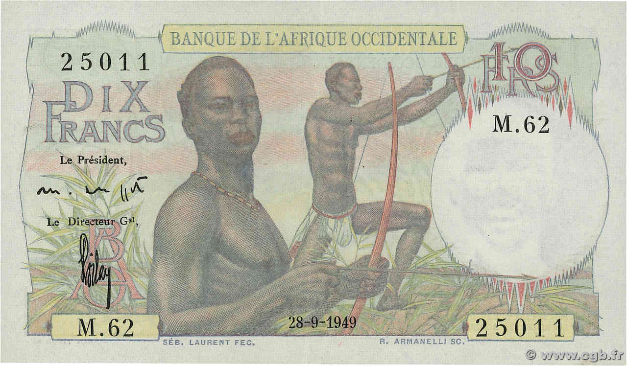 10 Francs FRENCH WEST AFRICA (1895-1958)  1949 P.37 XF