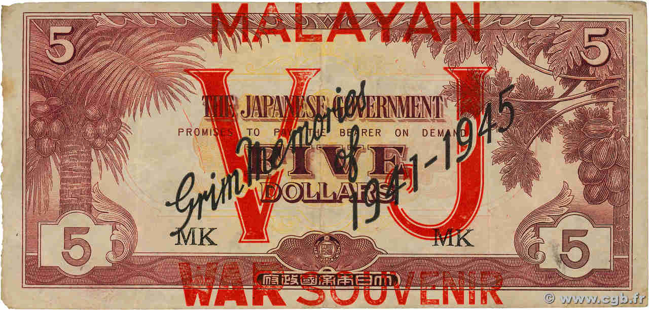 5 Dollars Commémoratif MALAYA  1946 P.M06x TTB