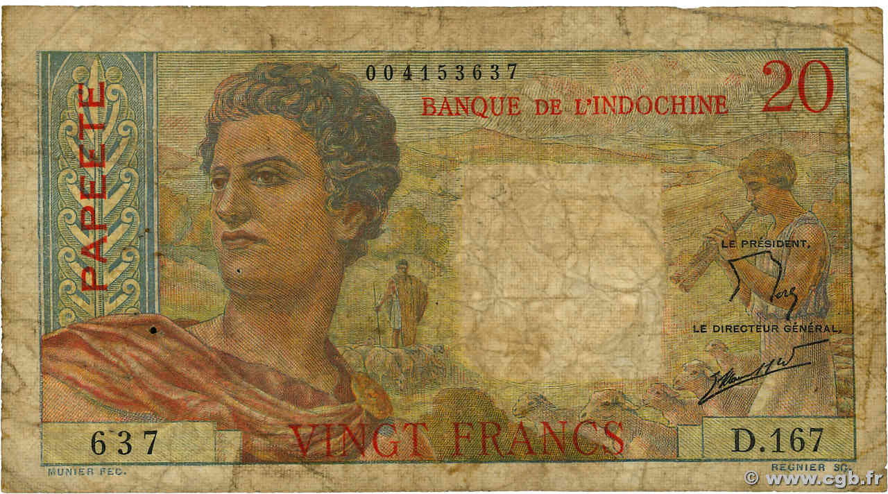 20 Francs TAHITI  1960 P.21c RC