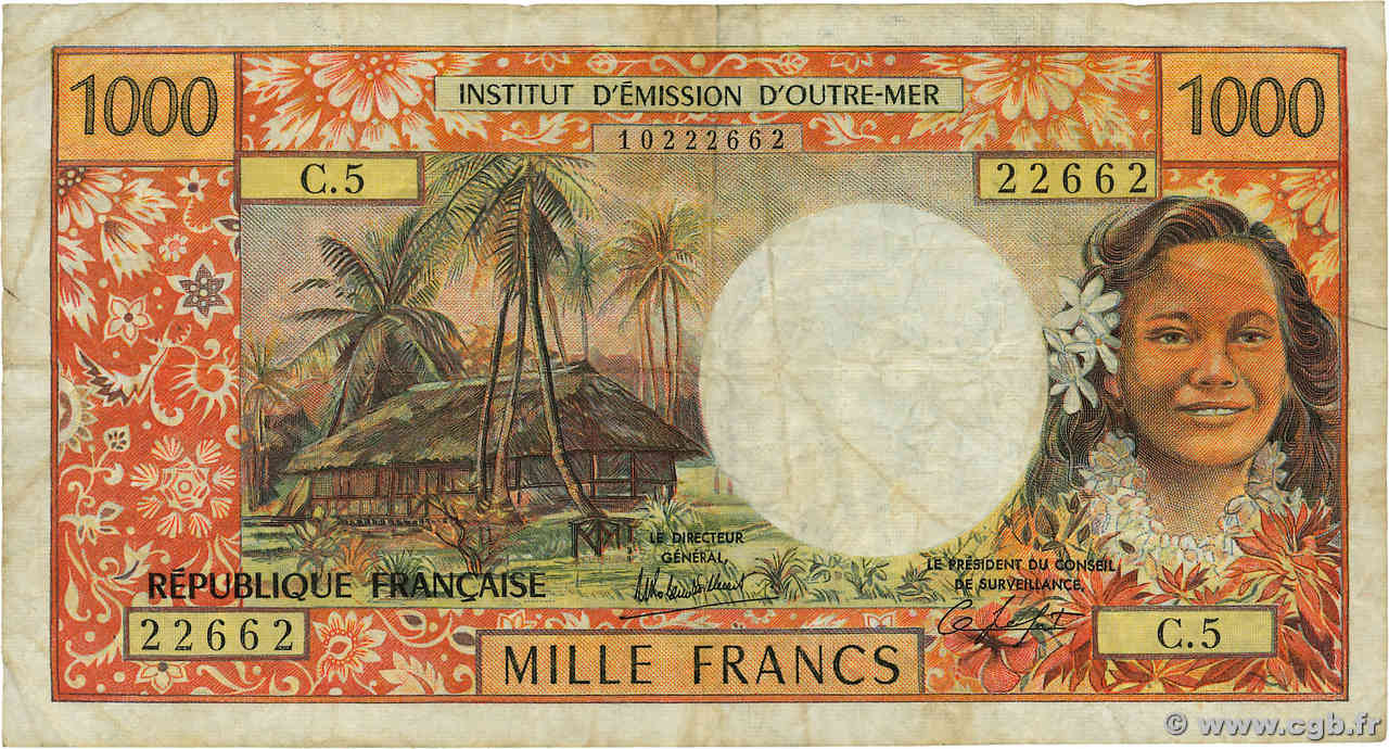 1000 Francs TAHITI  1983 P.27c F-