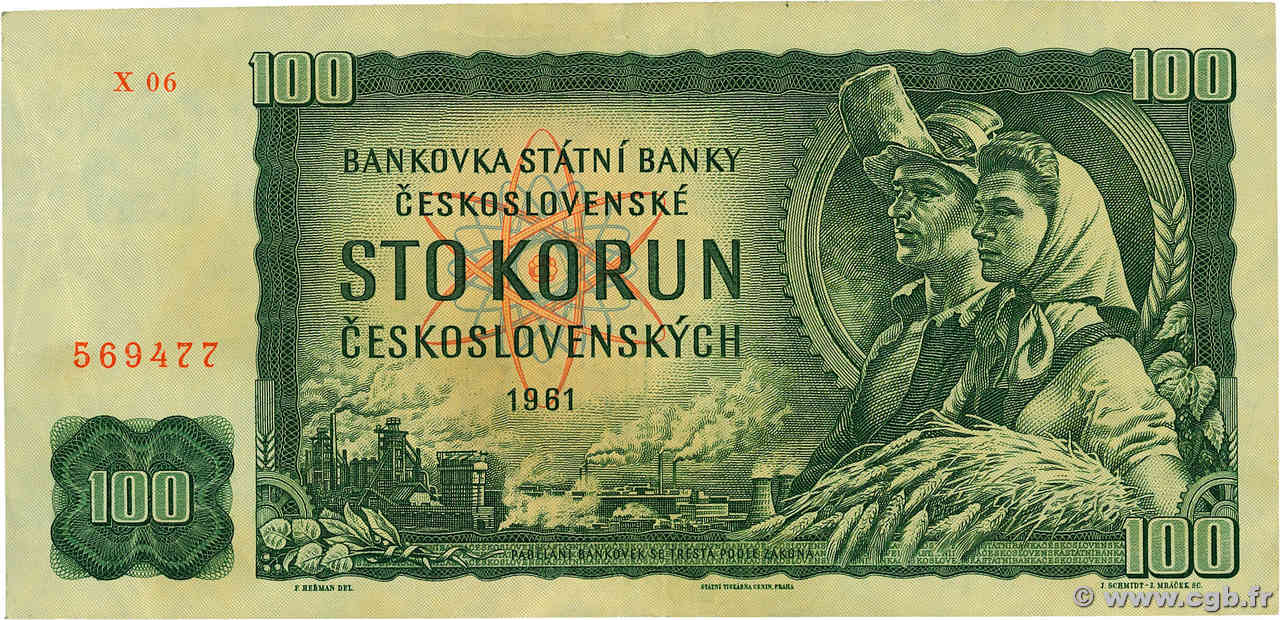 100 Korun TCHÉCOSLOVAQUIE  1961 P.091i TTB