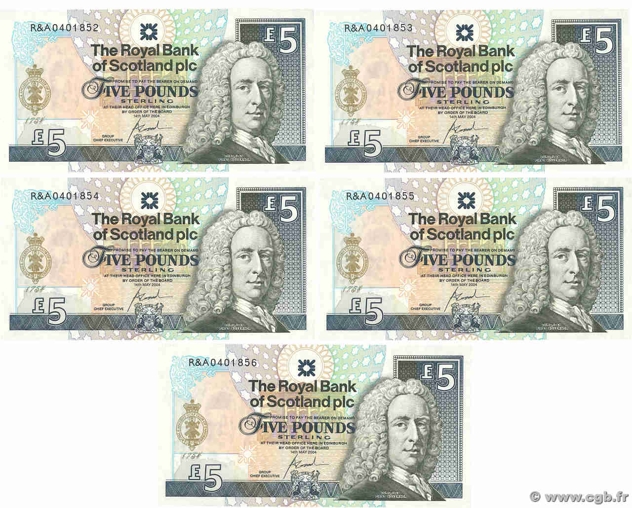 5 Pounds Lot SCOTLAND  2004 P.363 UNC