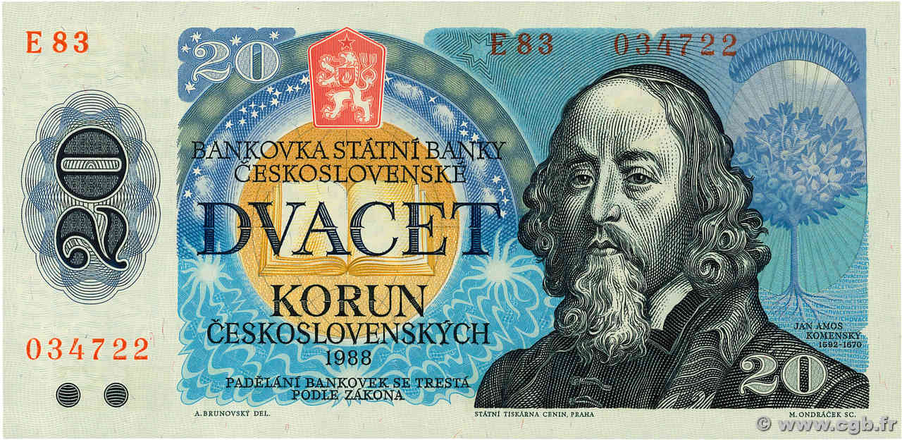 20 Korun CECOSLOVACCHIA  1988 P.095a FDC