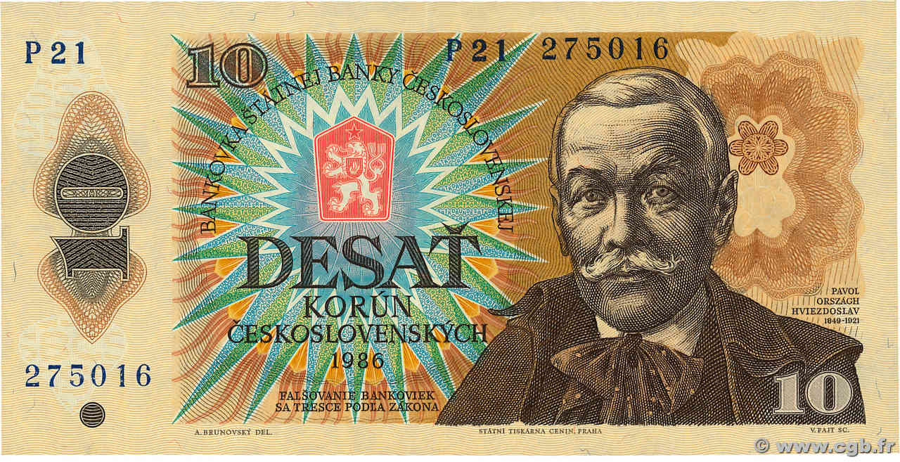 10 Korun TCHÉCOSLOVAQUIE  1986 P.094a TTB+