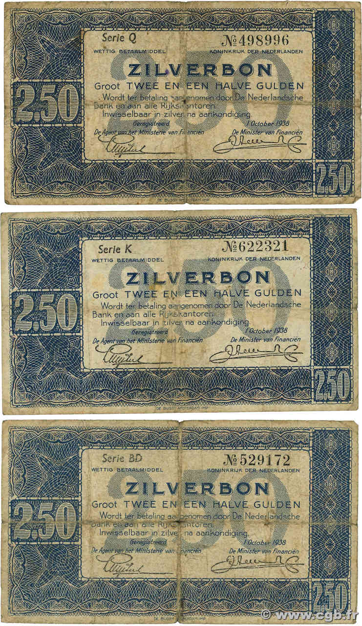 2,5 Gulden Lot NETHERLANDS  1938 P.062 VG