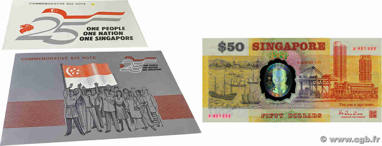 50 Dollars Set de présentation SINGAPORE  1990 P.30 q.FDC