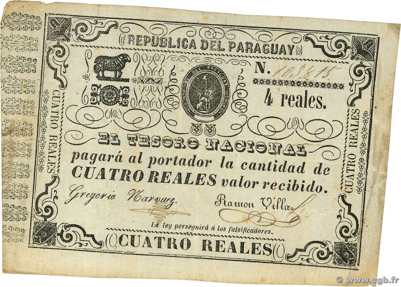 4 Reales PARAGUAY  1865 P.020 BB