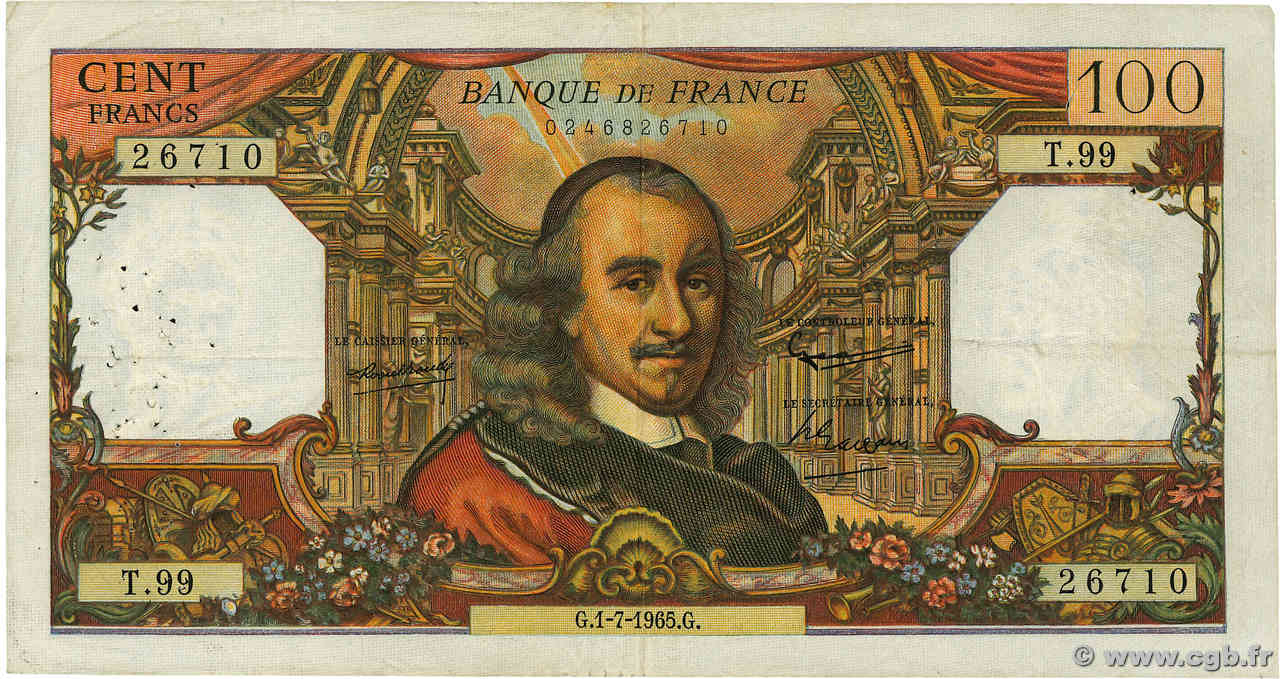 100 Francs CORNEILLE FRANCE  1965 F.65.08 F