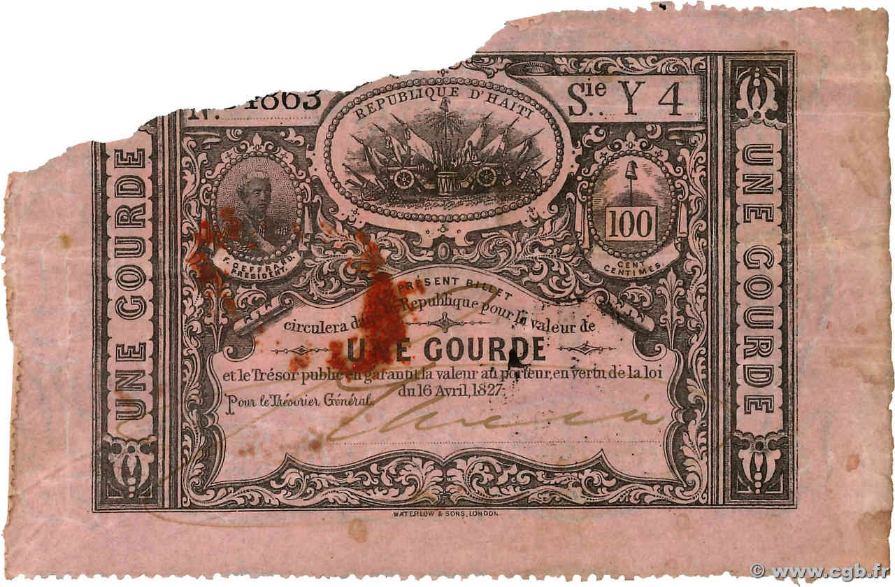 1 Gourde HAÏTI  1827 P.041 P