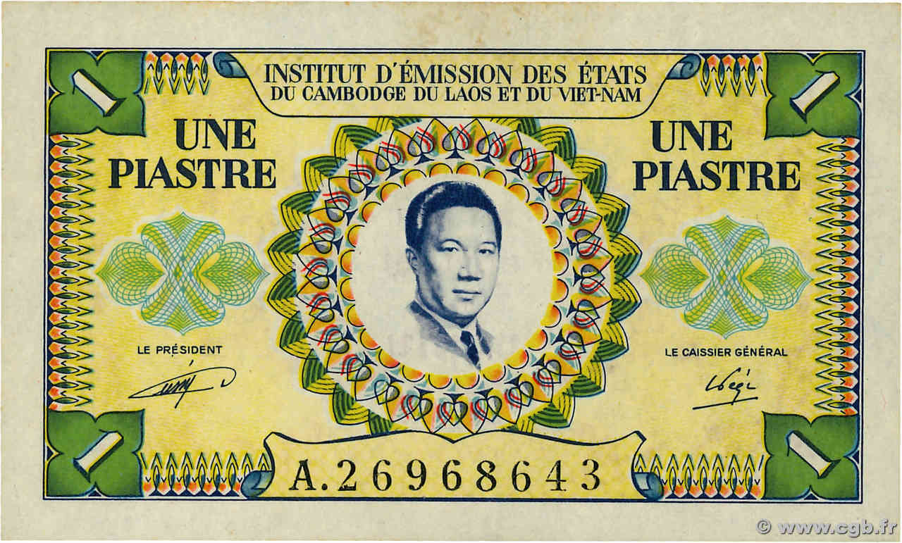 1 Piastre - 1 Kip FRENCH INDOCHINA  1953 P.104 UNC-